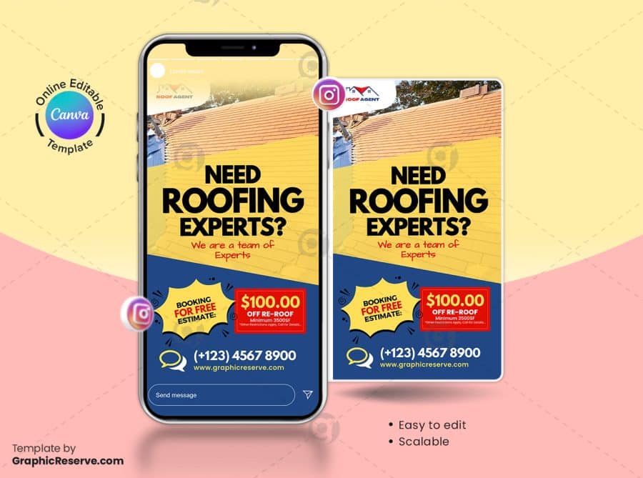 Roofing Experts Instagram Story Banner Canva Template