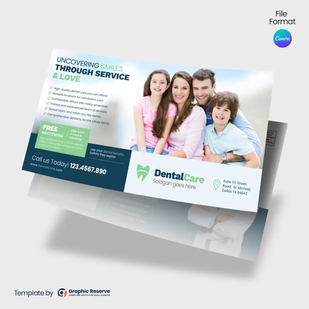 Dental Mailer Postcard Design for Direct Marketing – Canva Template
