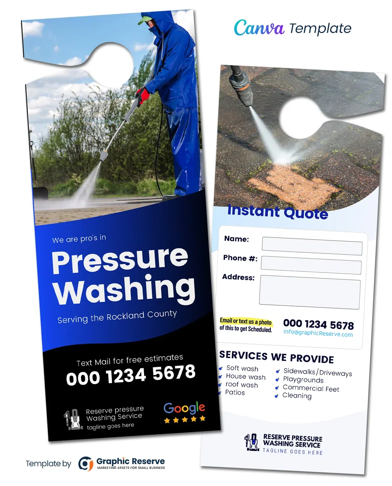 Pressure Wash Door Hanger Design Template (Canva)