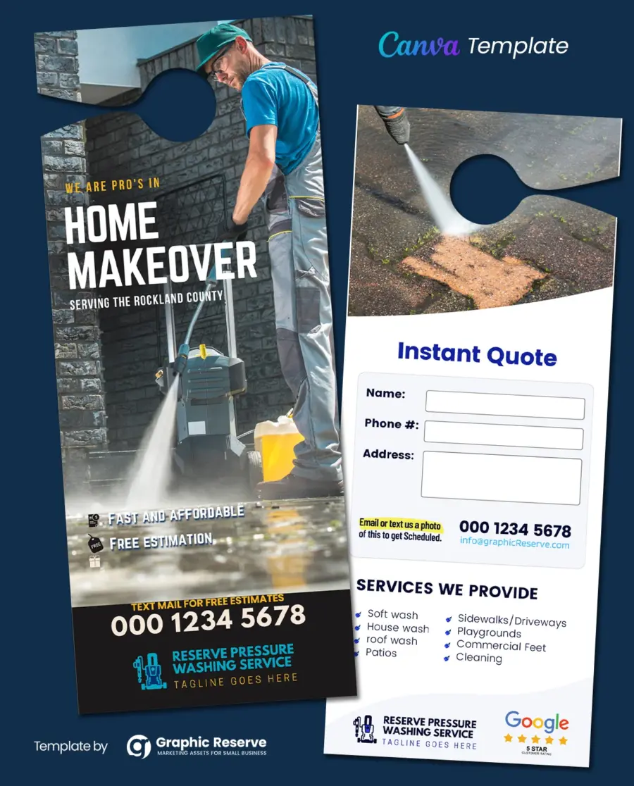 Pressure Wash Door Hanger Template (Canva)