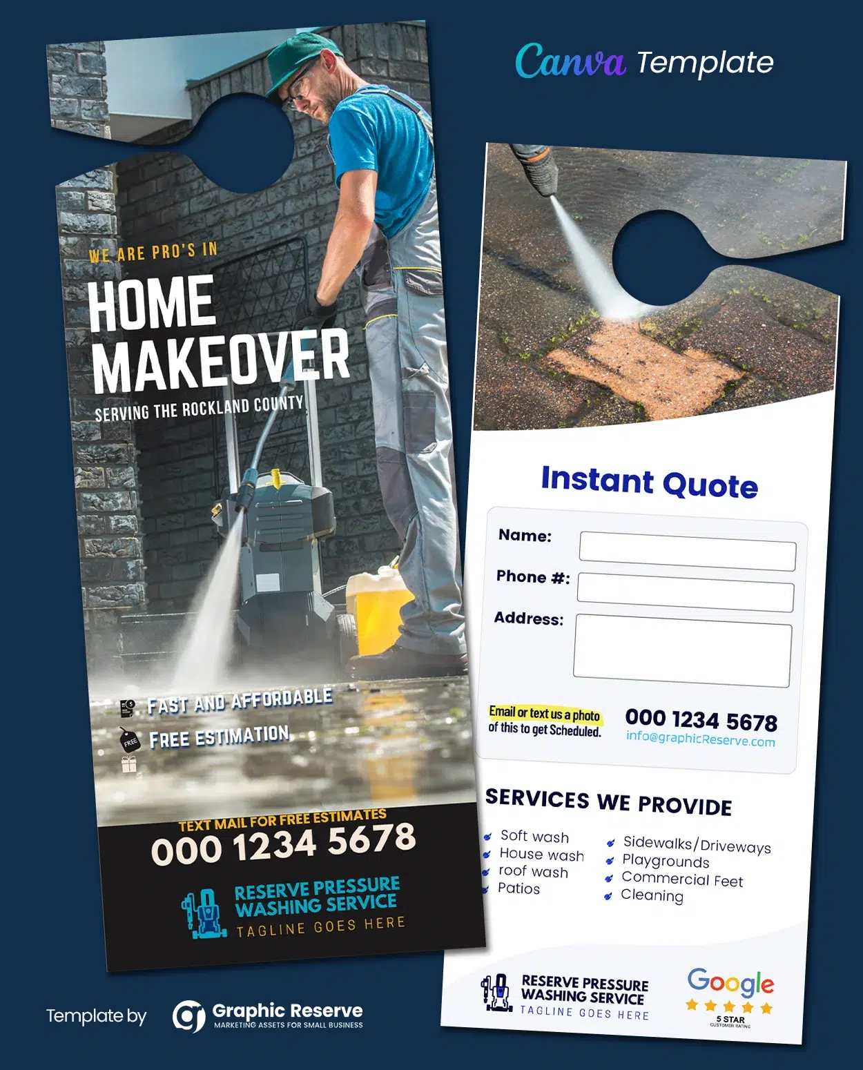 Pressure Wash Door Hanger Template (Canva)