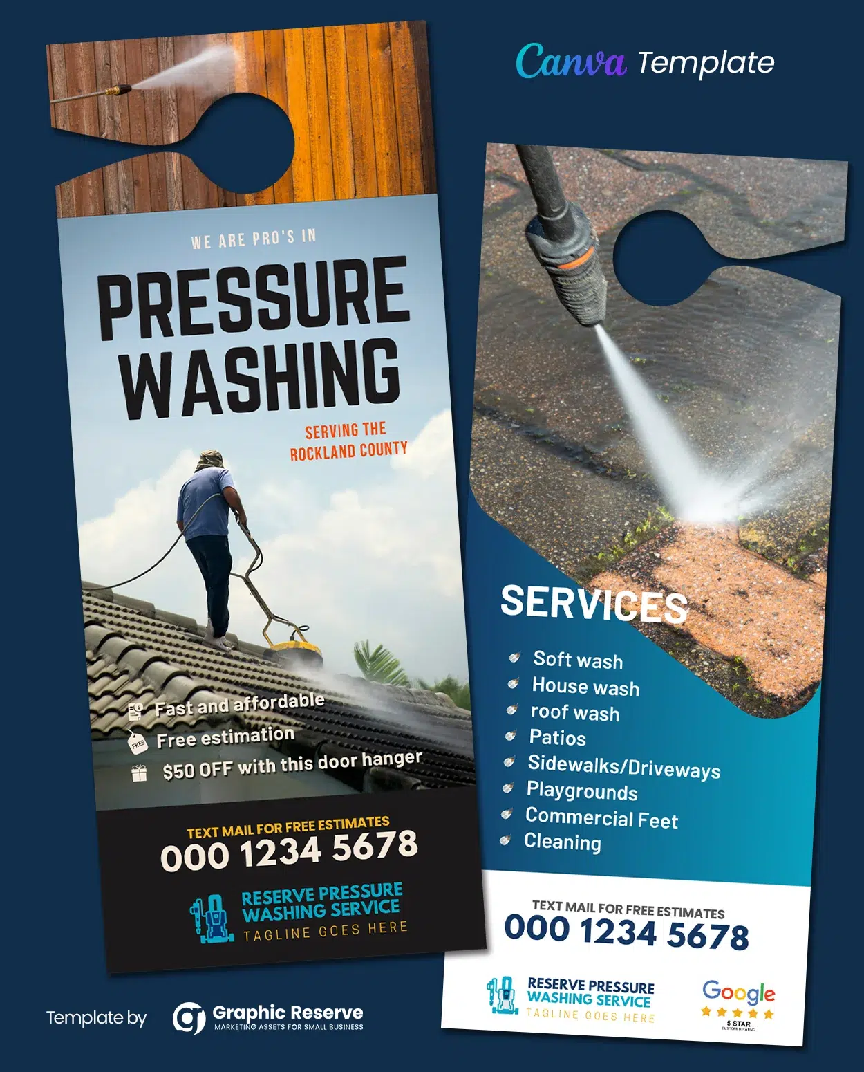 Pressure Washing Door Hanger Flyer (Canva Design Template)