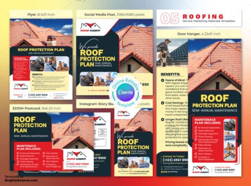 Roof Protection Plan Marketing Material Bundle Canva Template