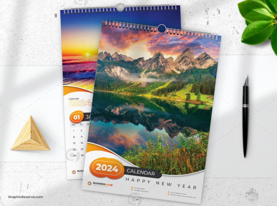 Wall Calendar 2024 template by didargds on GraphicReserve v1