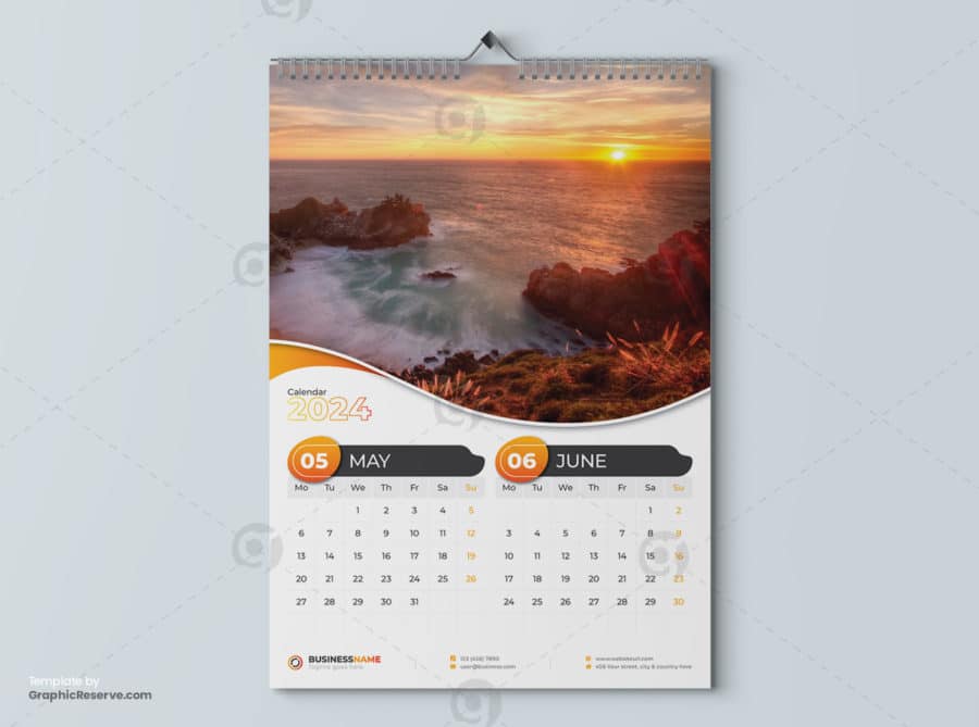 Wall Calendar 2024 template by didargds on GraphicReserve v3