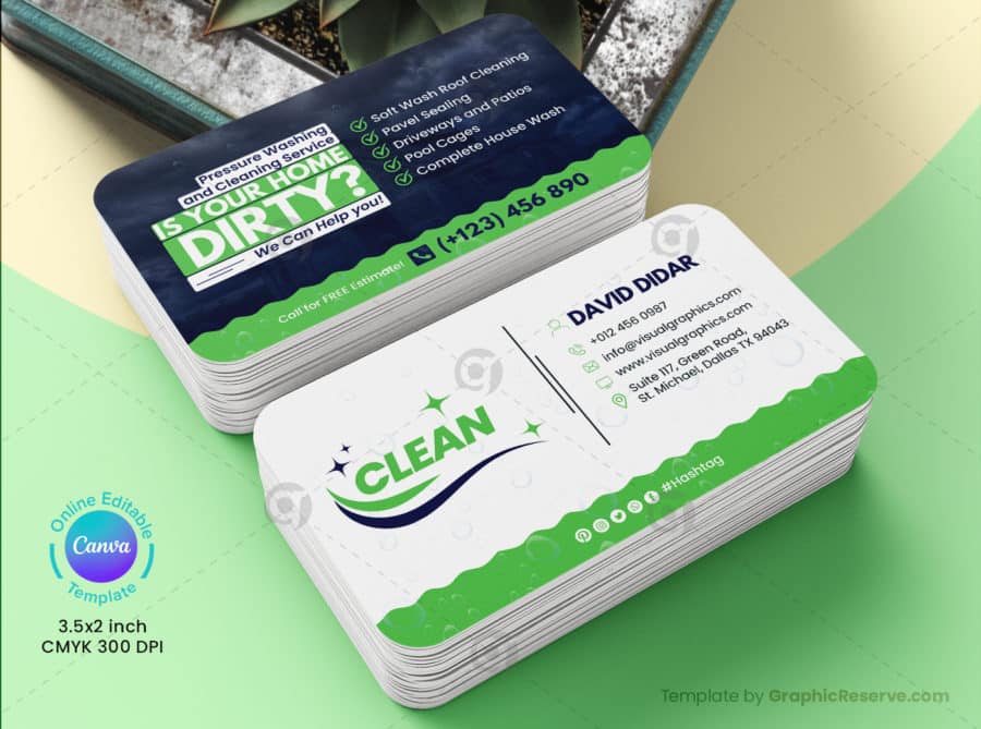 Cleaning Service Business Card Design Canva Template
