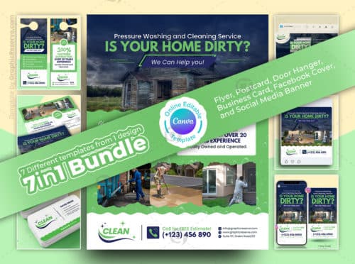 Cleaning Service Fully Marketing Material Bundle Canva Template by didargds