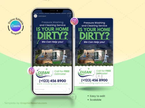 Cleaning Service Instagram Story Design Canva Template