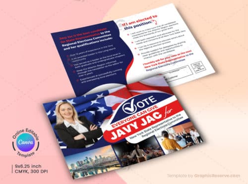 Political Campaign EDDM Mailer Design Canva Template