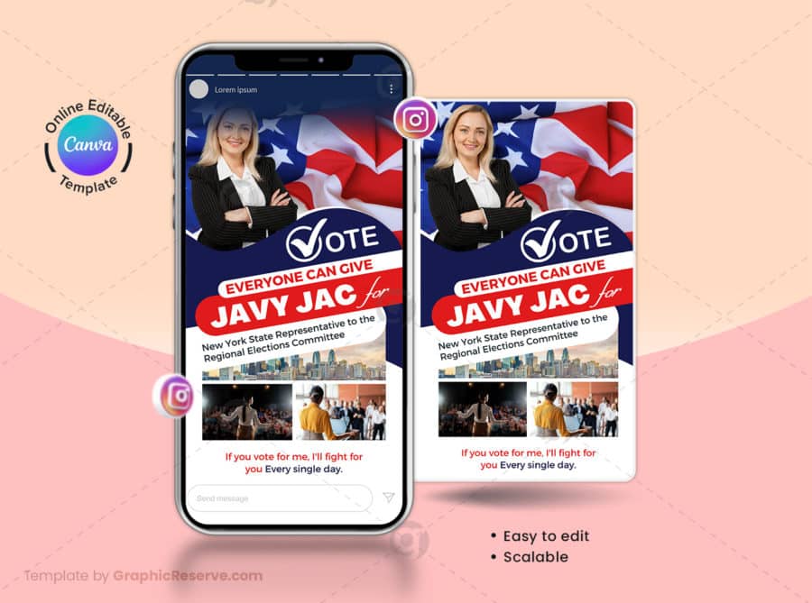 Political Campaign Instagram Story Banner Canva Template
