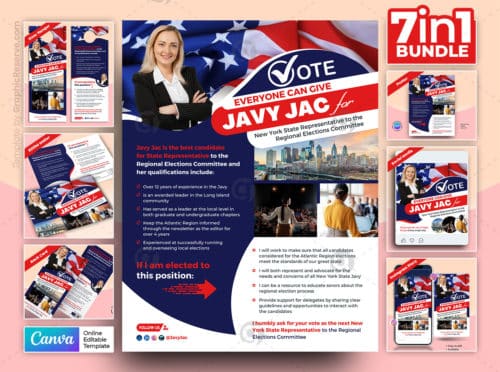 Political Campaign Marketing Material Bundle Canva Template