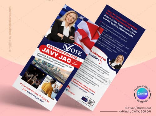 Political Campaign Rack Card Canva Template