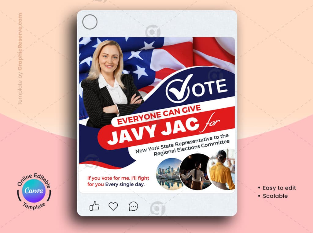 Political Campaign Social Media Banner Canva Template Graphic Reserve