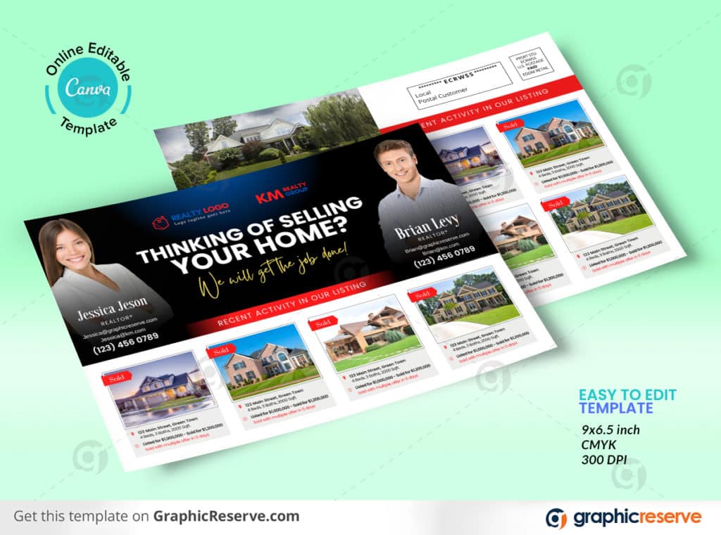 Real Estate Co Branding EDDM Mailer Postcard Canva template Preview