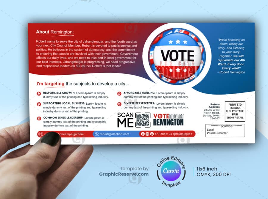 City Council Vote Political EDDM Mailer Canva Template.b