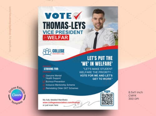 College Election Political Flyer Canva Template