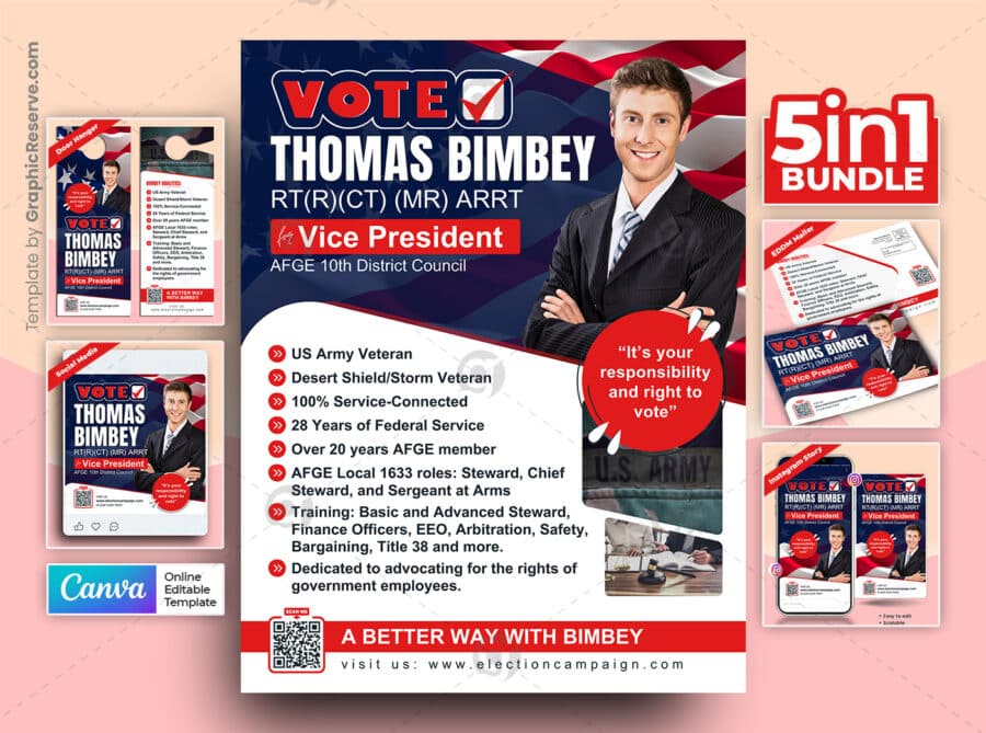 Election Campaign Marketing Material Bundle Canva Template