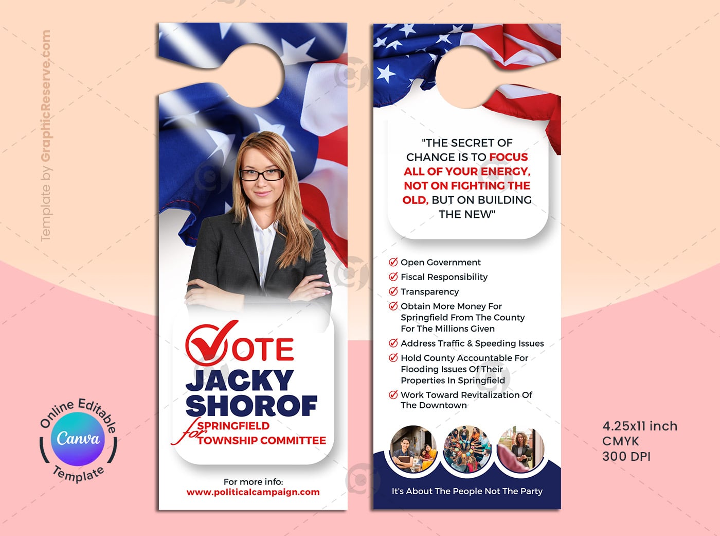 Election Campaign Political Door Hanger Canva Template Graphic Reserve