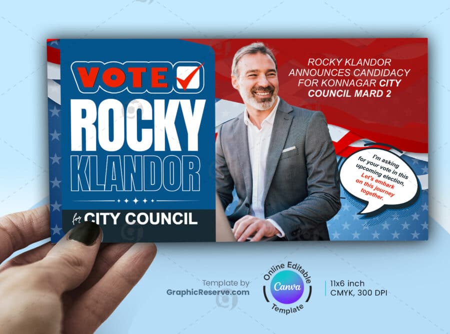 Election Day Political Mailer Design Canva Template