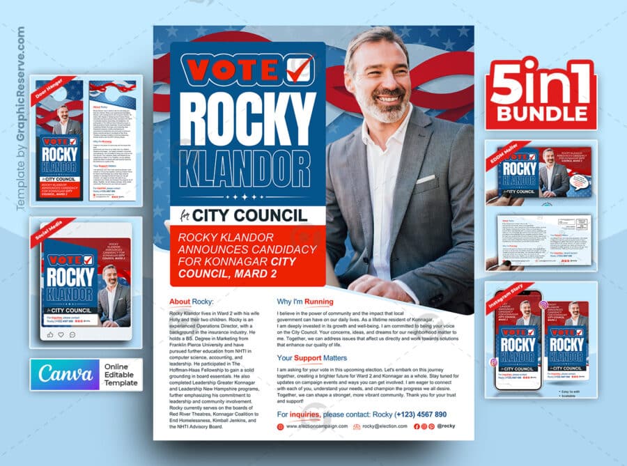 Election Day Political Marketing Material Bundle Canva Template