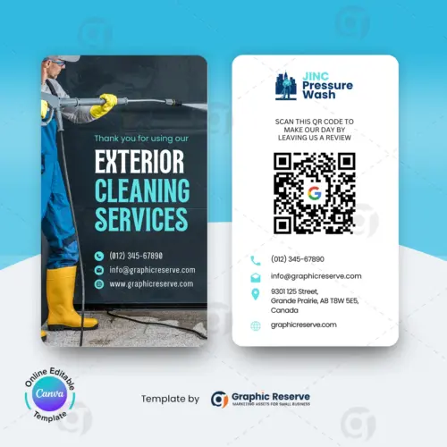 Pressure Washing Google Review Business Card Canva Template
