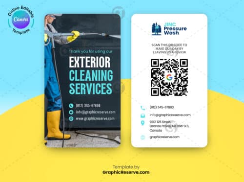 Pressure Washing Review Request Business Card Canva Template