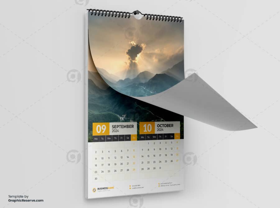 6 Page Wall Calendar 2024 template by visualgraphics5v on graphic reserve