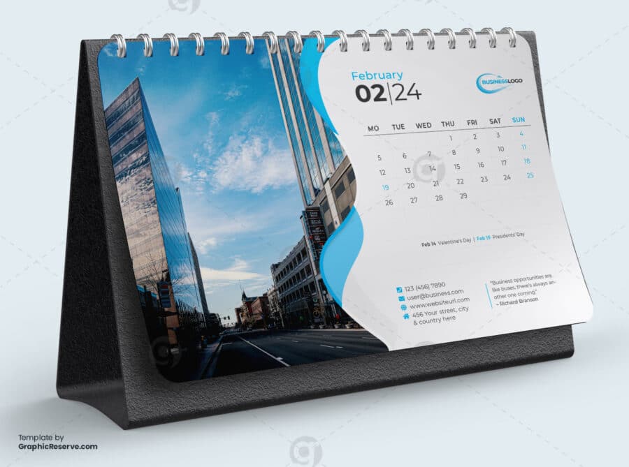 Desk Calendar 2024 Template by VisualGraphics on Graphic Reserve.2v