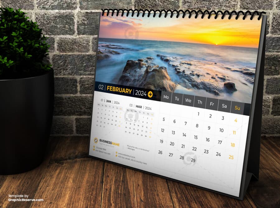 Desk Calendar 2024 Template by VisualGraphics on Graphic Reserve.2v