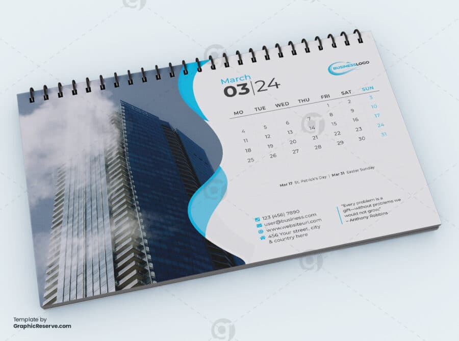 Desk Calendar 2024 Template by VisualGraphics on Graphic Reserve.3v