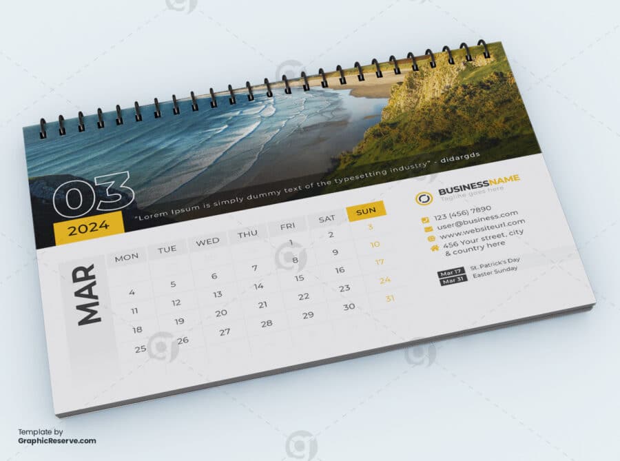 Desk Calendar 2024 Template by VisualGraphics on Graphic Reserve.3v