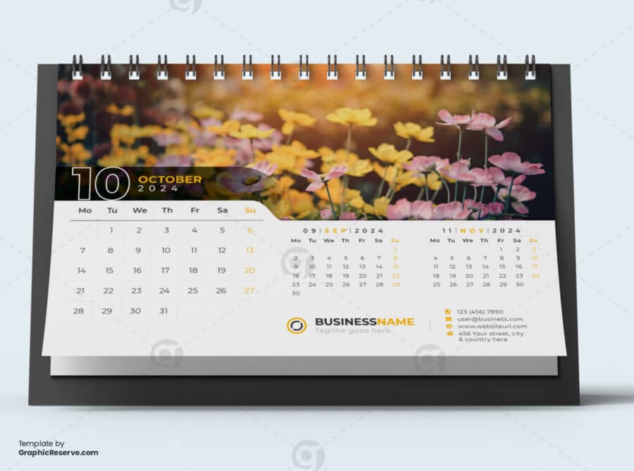 Desk Calendar 2024 Template by VisualGraphics on Graphic Reserve.4v
