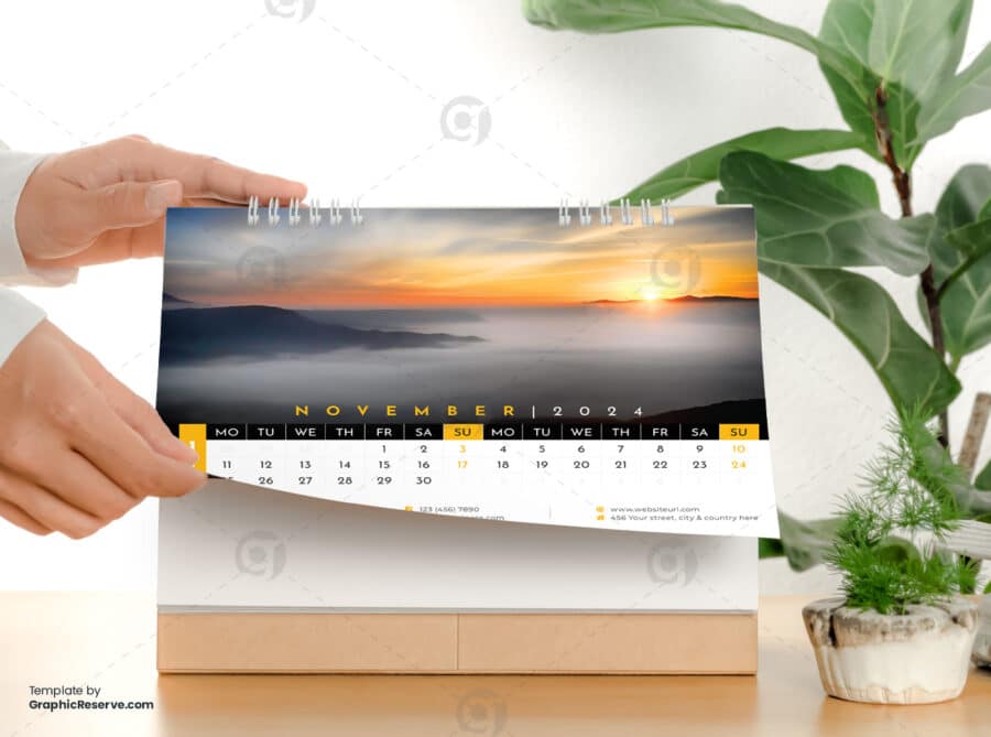 Desk Calendar 2024 Template by VisualGraphics on Graphic Reserve.5v