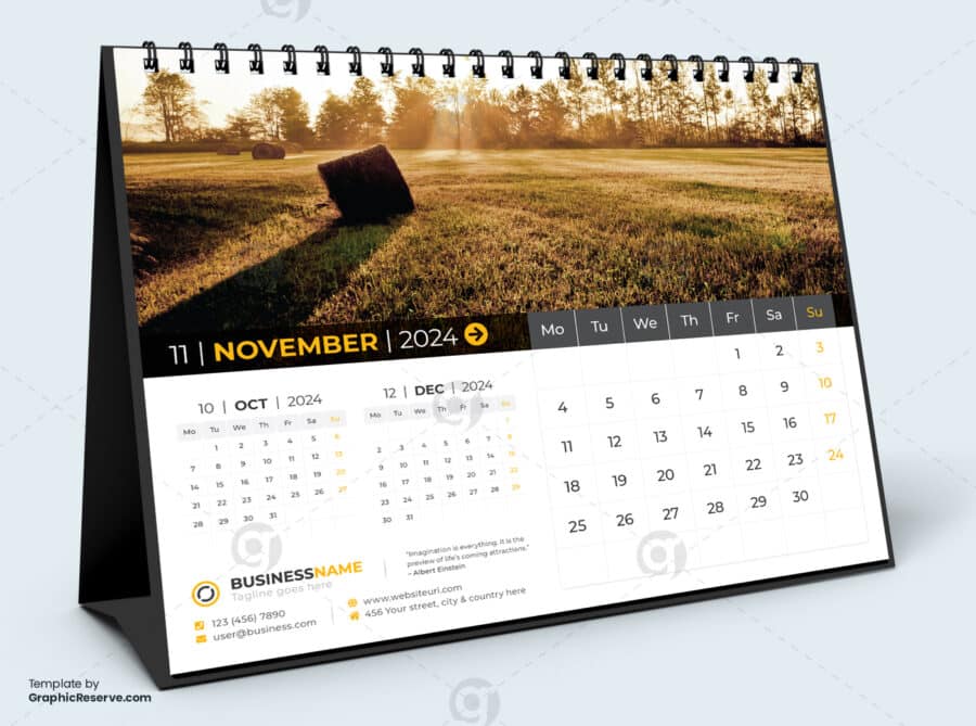 Desk Calendar 2024 Template by VisualGraphics on Graphic Reserve.5v