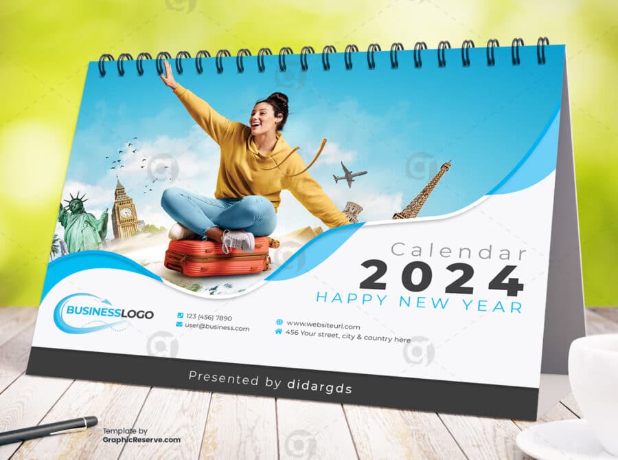 Desk Calendar 2024 Template by VisualGraphics on Graphic Reserve.7v