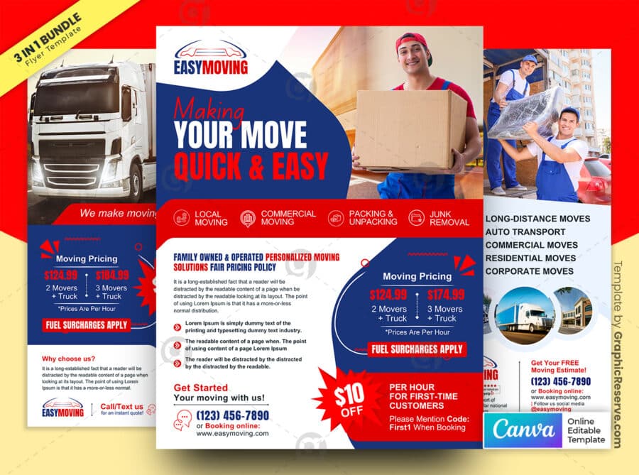 Moving Flyer 3in1 Bundle Vol'2.6 Canva Template