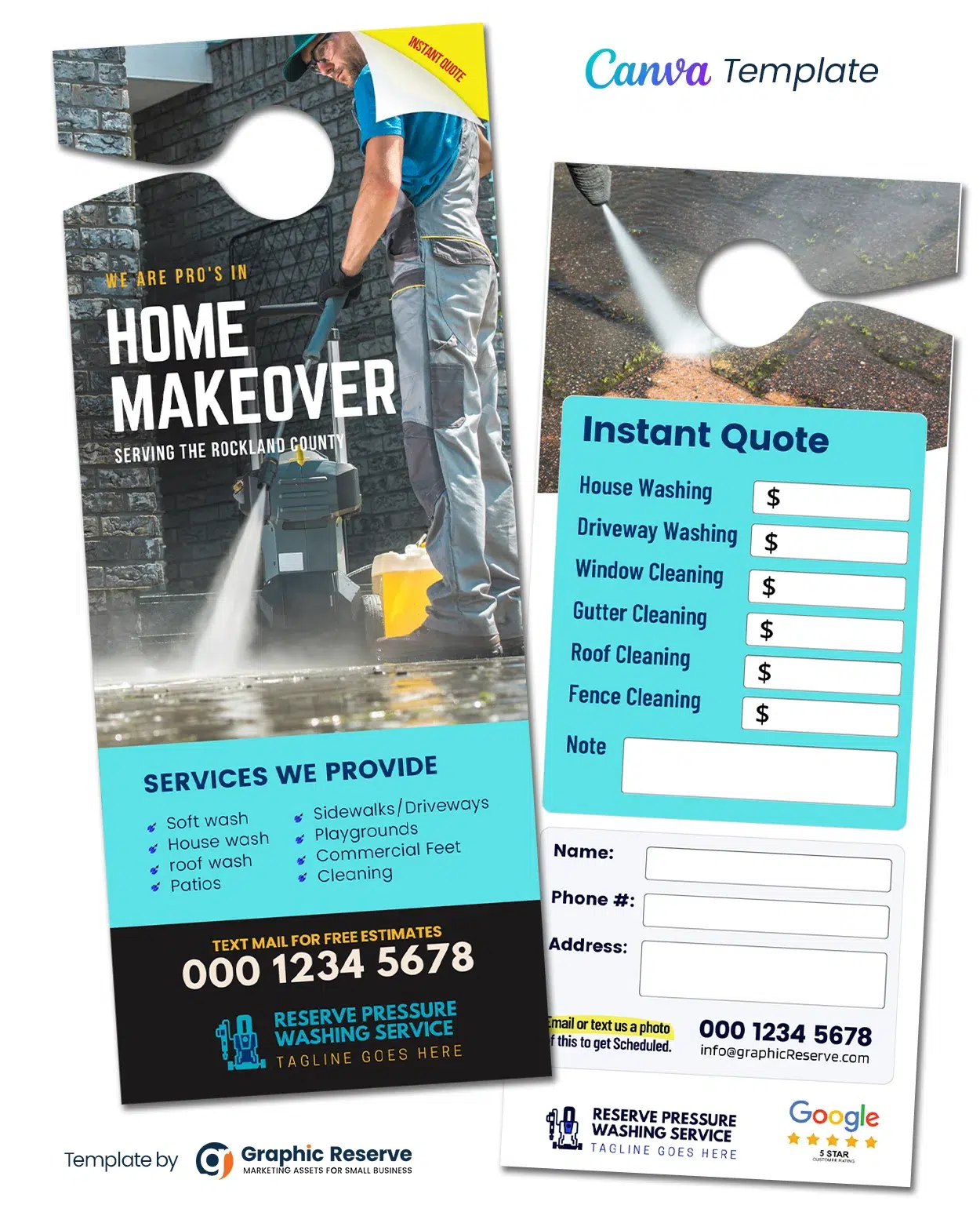 Power Washing Instant Quote Door Hanger Design Canva Template