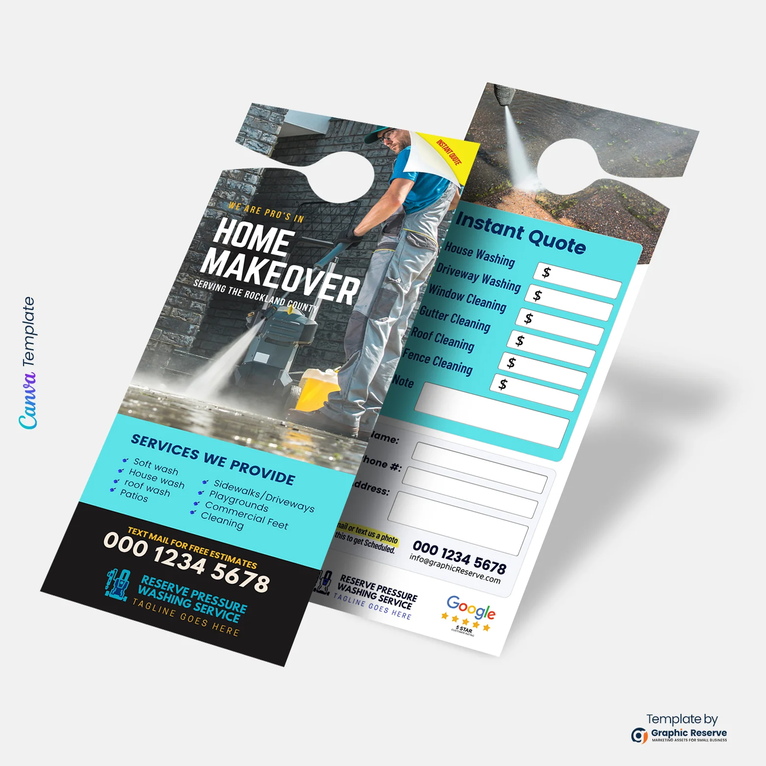 Power Washing Instant Quote Door Hanger Template | Editable Canva Design