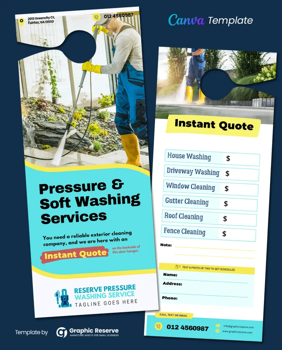 Pressure Washing Door Hanger (Instant Quote) Canva Template