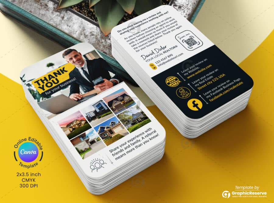 Referral Request Real Estate Review Card & Review Request Canva Template