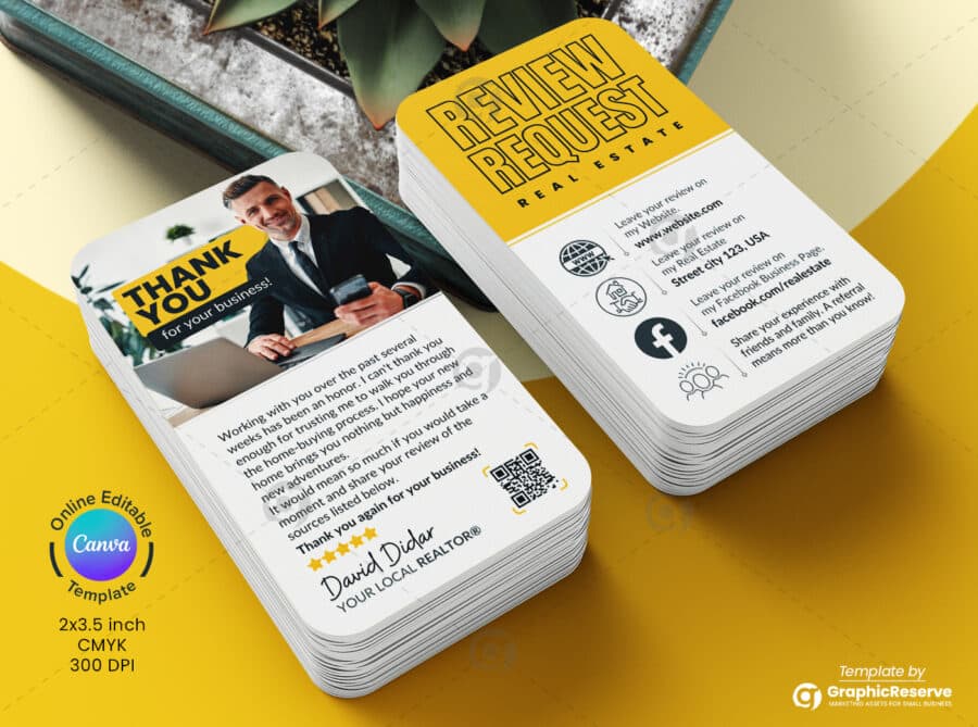 Review Request Real Estate Review Card & Referral Request Canva Template