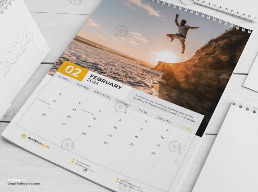 Wall Calendar 2024 template by visualgraphics2v on graphic reserve