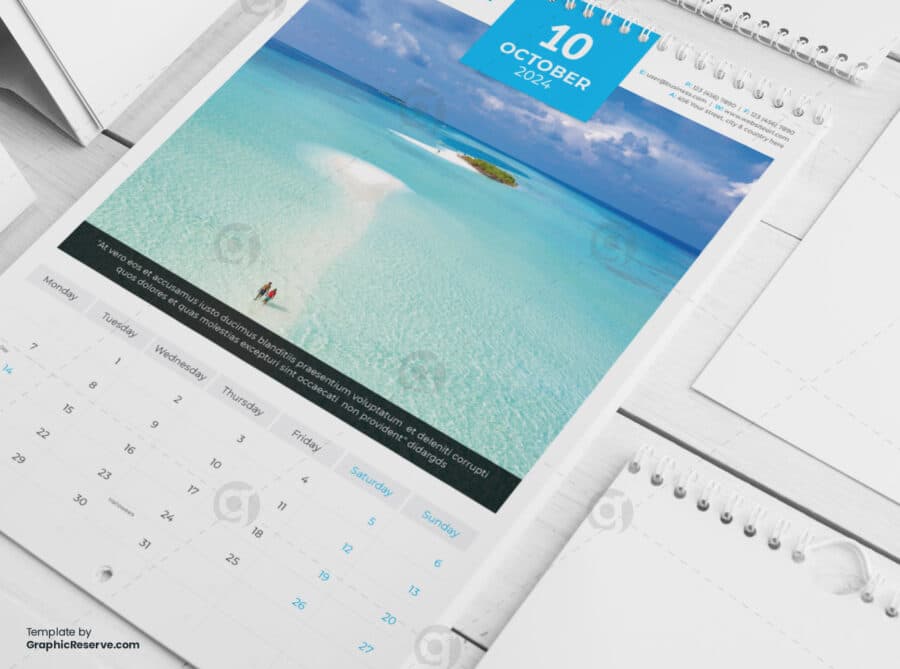 Wall Calendar 2024 template by visualgraphics4v on graphic reserve