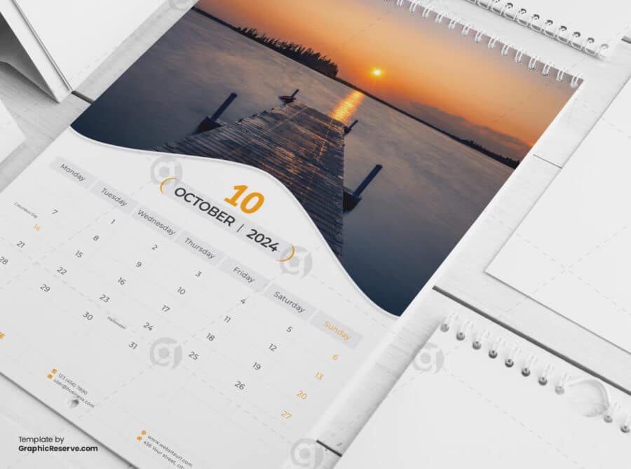 Wall Calendar 2024 template by visualgraphics4v on graphic reserve