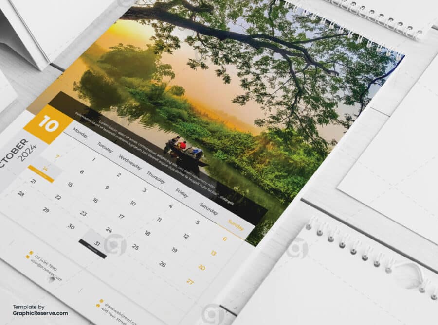 Wall Calendar 2024 template by visualgraphics4v on graphic reserve