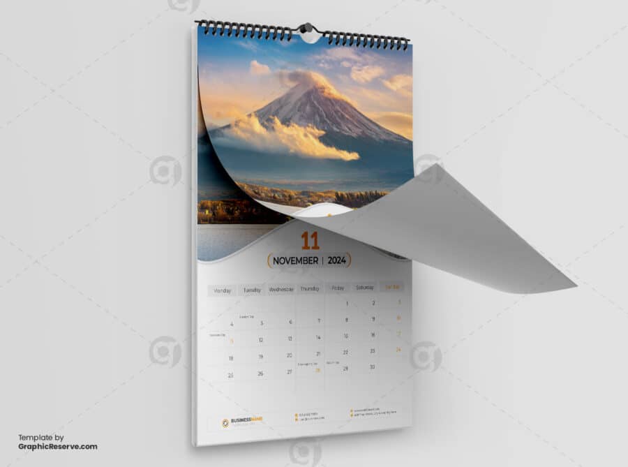 Wall Calendar 2024 template by visualgraphics5v on graphic reserve