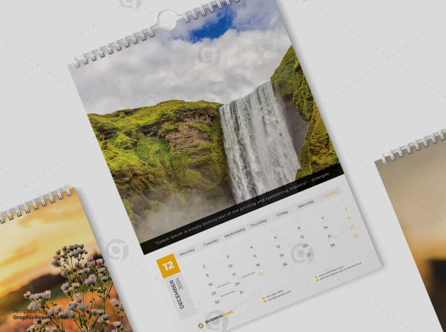 Wall Calendar 2024 template by visualgraphics6v on graphic reserve