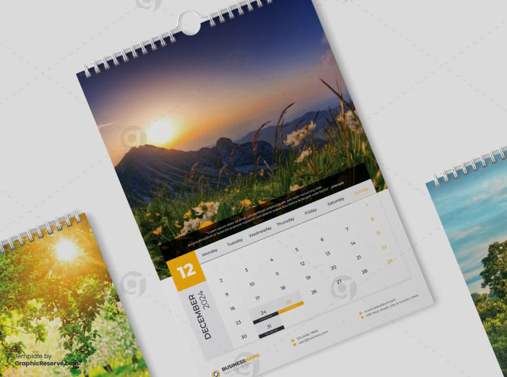 Wall Calendar 2024 Template Design Vol.06 (AI, EPS, and PDF) - Graphic ...