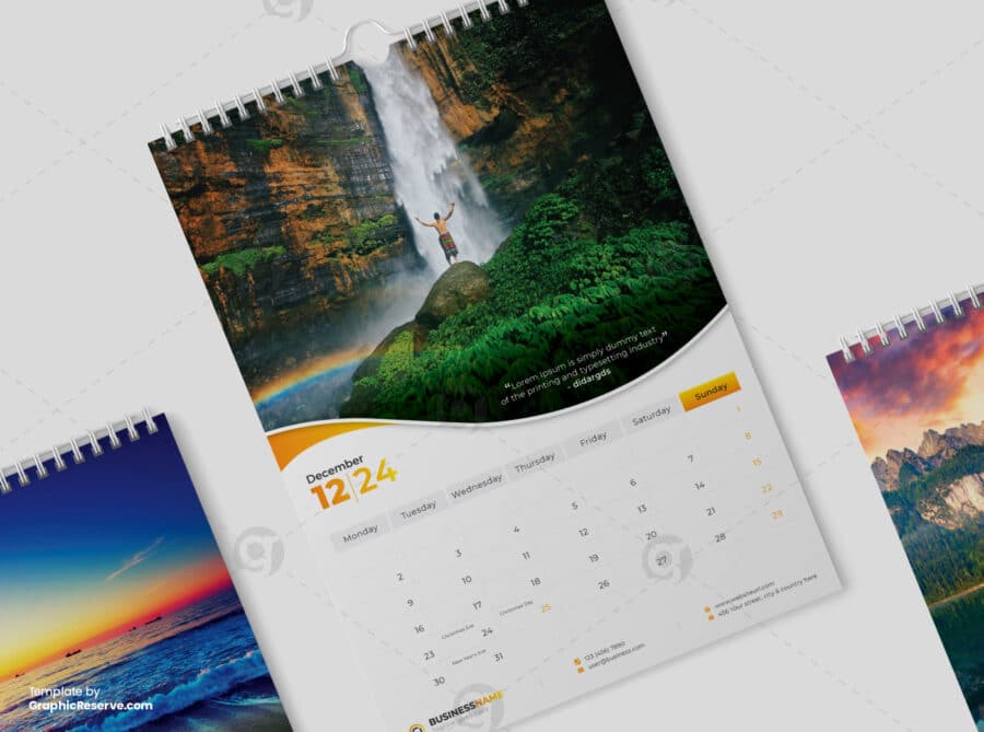 Wall Calendar 2024 template by visualgraphics6v on graphic reserve