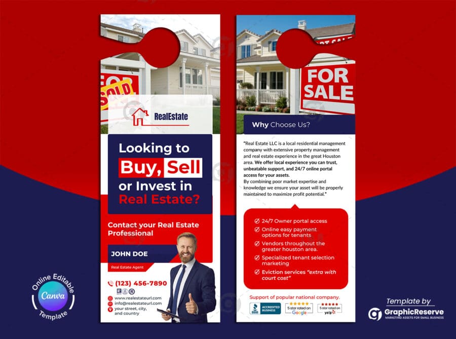 Buy or Sell Real Estate Door Hanger Canva Template
